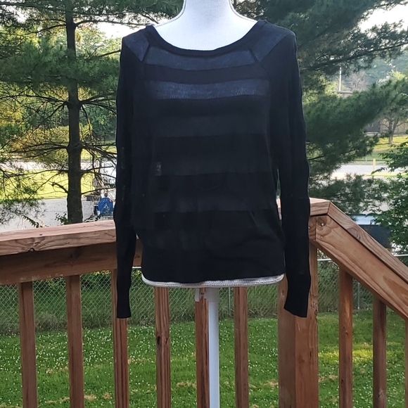 torrid Sweaters - Torrid black striped sheer long sleeve sweater 0